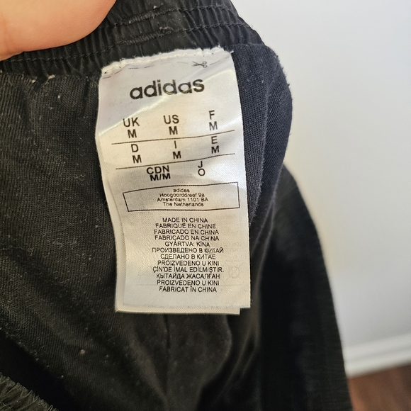 Adidas black with white stripe training joggers lined track pants in size M US - Picture 7 of 9